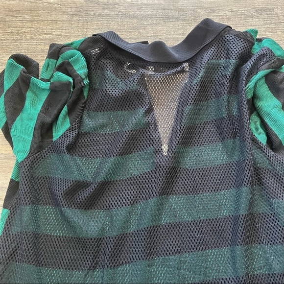 Sandro Tender Striped Mesh Top Green Black Size 2 - Picture 10 of 11